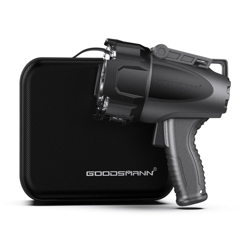GOODSMANN 6000 Lumen Boat Spotlight - Waterproof Rechargeable LED Hunting Spotlight with Detachable Red Light Filter, EVA Carrying Case - Image 1